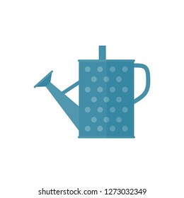 Watering can in polka dots in flat style isolated