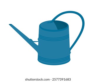 Watering can, pot with spout. Hand drawn garden tool for plant care, growing plants, garden irrigation, spraying flowers, horticulture and agriculture. Colored flat vector illustration isolated