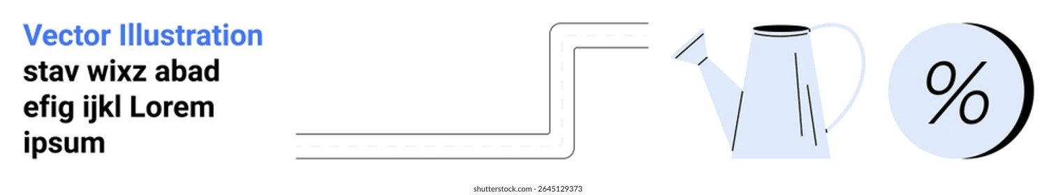 Watering can pouring liquid to a growing graph, next to a percent symbol. Ideal for finance, investment, savings, economic growth, strategy, business development, and presentations. Landing page