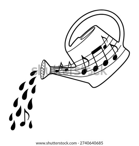 Watering can pouring musical notes like water, symbolizing creativity and artistry.