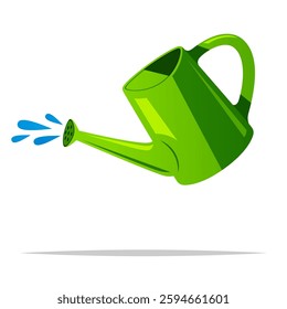 Watering can pouring water vector isolated illustration