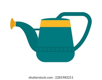 Watering can pours plant growth in summer. isolated
