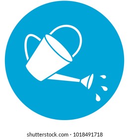 Watering can round icon. Vector image isolated on white background