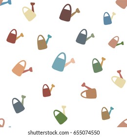 Watering can seamless pattern vector illustration.