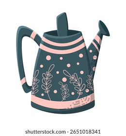 Watering can seasonal garden equipment tool. Vintage icon. Traditional retro flat sign. Vector illustration eps10 isolated on white background.