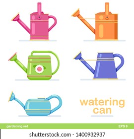watering can set different colored flat design