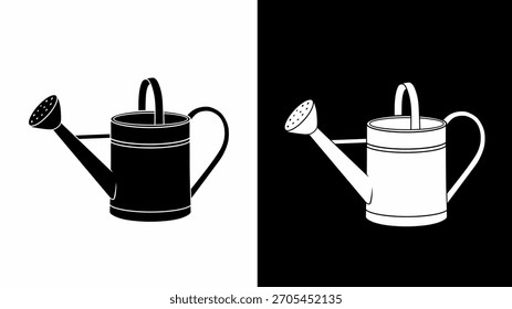 Watering Can Silhouette Set Vector Illustration Black and White