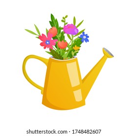 Watering Can Summer Spring Flowers Bouquet Stock Vector (Royalty Free ...