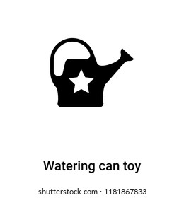 Watering can toy icon vector isolated on white background, logo concept of Watering can toy sign on transparent background, filled black symbol