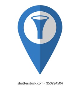 watering can - vector icon; blue map  pointer