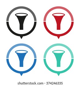 watering can - vector icon; map pointer;  message bubble