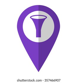 watering can - vector icon;  violet map pointer