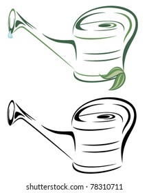 watering can - vector illustration (b&w and color)