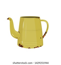 Watering can vector illustration. Fall season. Garden. Simple cartoon flat style. Autumn, teapot.