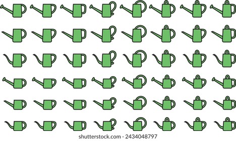 Watering can vector illustration set