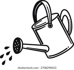 watering can vector line art illustration 