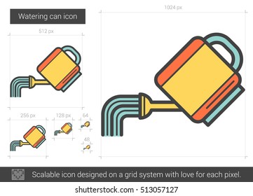 Watering can vector line icon isolated on white background. Watering can line icon for infographic, website or app. Scalable icon designed on a grid system.