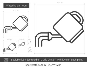 Watering can vector line icon isolated on white background. Watering can line icon for infographic, website or app. Scalable icon designed on a grid system.