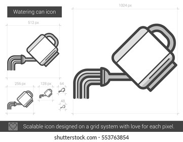 Watering can vector line icon isolated on white background. Watering can line icon for infographic, website or app. Scalable icon designed on a grid system.