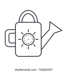 watering can vector line icon, sign, illustration on background, editable strokes