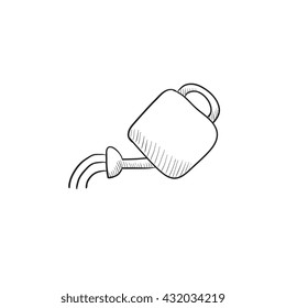 Watering can vector sketch icon isolated on background. Hand drawn Watering can icon. Watering can sketch icon for infographic, website or app.