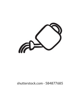 Watering can vector sketch icon isolated on background. Hand drawn Watering can icon. Watering can sketch icon for infographic, website or app.