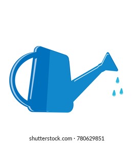 The watering can and water drops. Irrigation symbol, icon. Isolated on white background. Vector illustration