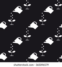 watering can to water the plants, vector seamless pattern