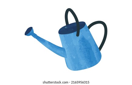 Watering can watercolor style vector illustration isolated on white background. Simple garden watering can clipart watercolor hand drawn. Gardening tool drawing. Farmhouse cartoon clipart