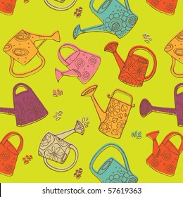 watering cans seamless pattern