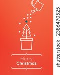 Watering a christmas tree in a pot