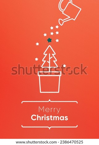 Watering a christmas tree in a pot
