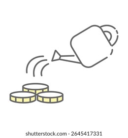 Watering coins with watering can icon