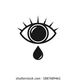 Watering eyes, tear, crying icon design isolated on white background. Vector illustration