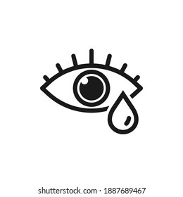 Watering eyes, tear, crying icon design isolated on white background. Vector illustration