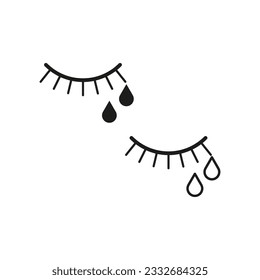 Watering eyes, tear, crying icon. Vector illustration. EPS 10.