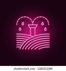 watering the field icon. Elements of Sprinkler in neon style icons. Simple icon for websites, web design, mobile app, info graphics