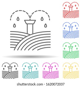 watering the field multi color style icon. Simple thin line, outline vector of sprinkler icons for ui and ux, website or mobile application