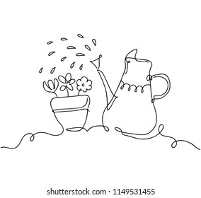 watering flower doodle
