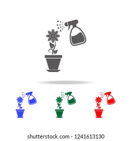 watering a flower in a pot icon. Elements of garden in multi colored icons. Premium quality graphic design icon. Simple icon for websites, web design, mobile app, info graphics
