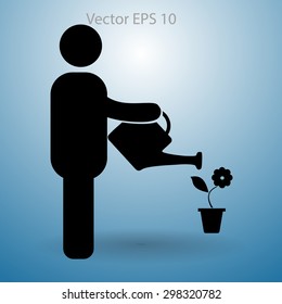 watering flowers vector icon