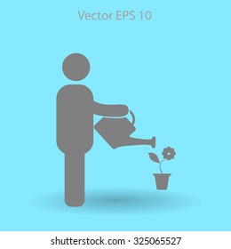 watering flowers vector icon
