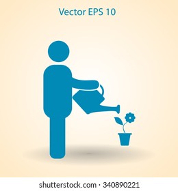 watering flowers vector icon