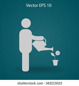 watering flowers vector icon