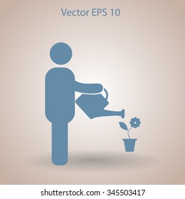watering flowers vector icon