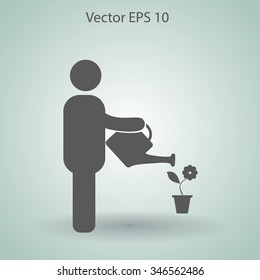 watering flowers vector icon