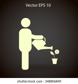 watering flowers vector icon