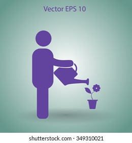 watering flowers vector icon