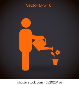 watering flowers vector icon
