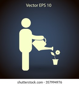 watering flowers vector icon